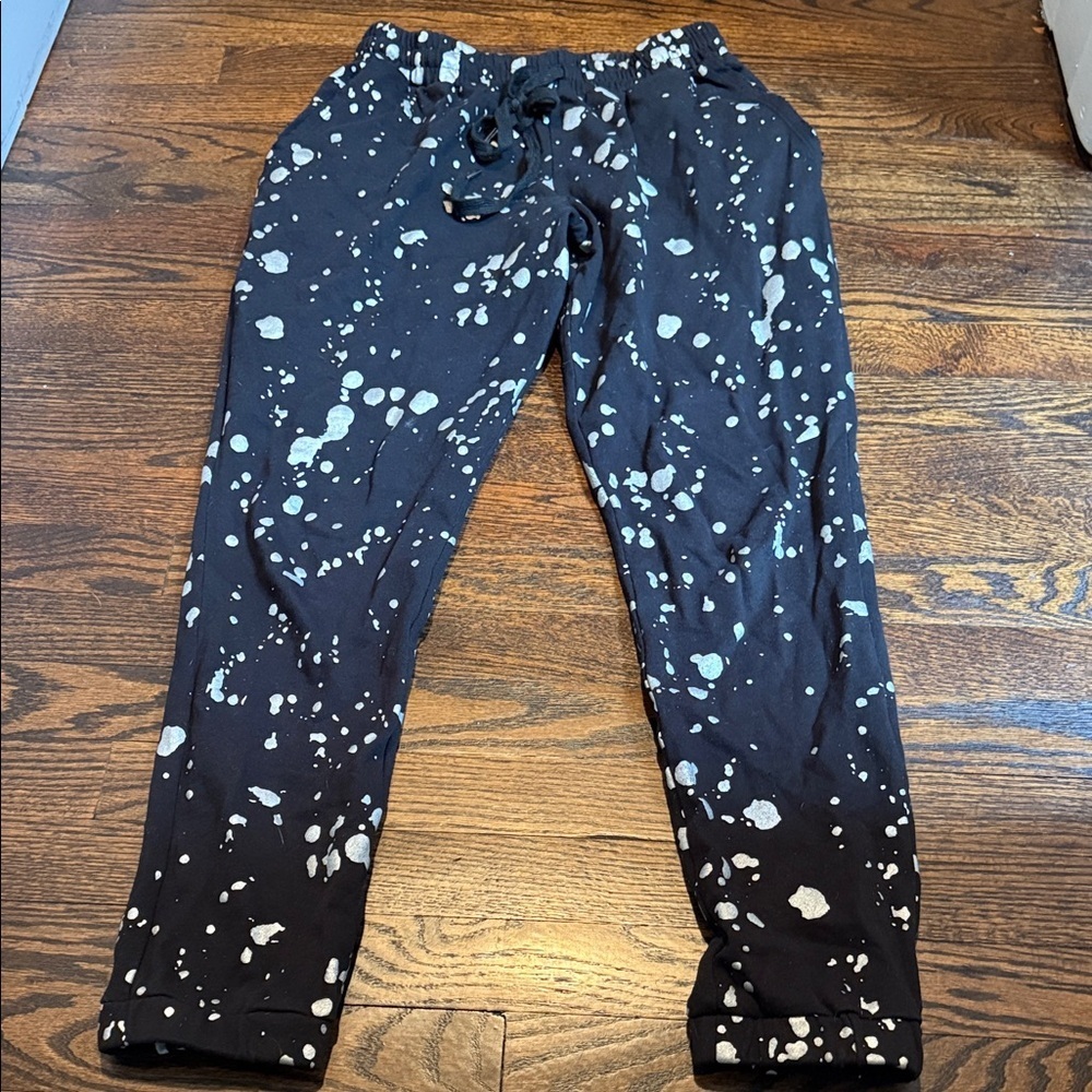 Black and White Splatter Joggers size small women’s